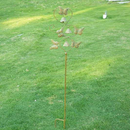 Butterflies Garden Stakes with Bells - Decorative Outdoor Yard Art, Decorative Garden Stakes for Outside Garden, Patio, Flower Bed, Pathway.