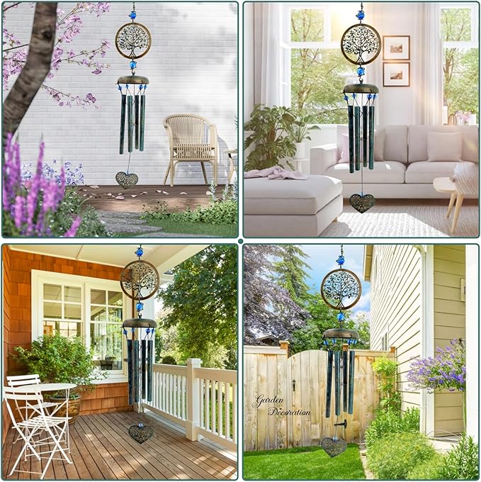 ASTARIN Wind Chimes Outside Unique Tree of Life Wind Chime All Metal Wind Chimes for Love One Gifts for Mom, Grandma, Daughter, Decoration for Home, Garden, Patio, Backyard(29”)