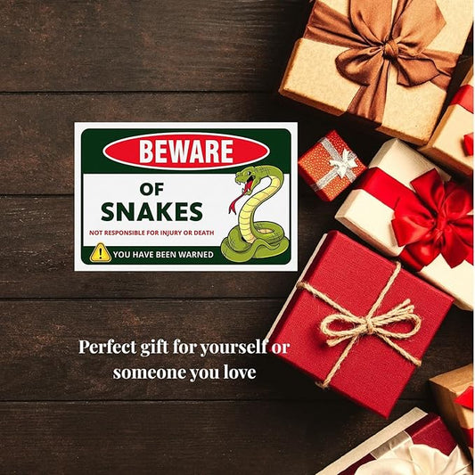 Funny Beware of Dog Sign Private Property No Trespassing Warning Signs, Beware of Snakes, Yard Sign Garage Farm Garden Wall Decor Sign Plaque Outdoor for Home Fence 8 X 12 Inches