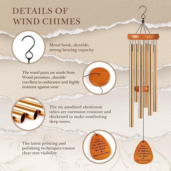 Leebbsin Retirement Gifts for Women Men 2026, Happy Retirement Gift Wind Chimes, Gifts for Retiree, Coworker, Friends, Teacher, Nurse, Doctors, Boss, Best Gift for Retirement, Going Away