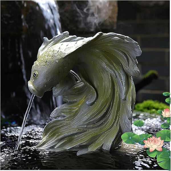Goldfish Shape Pond spitters for Small Ponds, Fish Tank Automatic Circulation Water Landscaping Ornaments, Pool Fountains for Above Ground Pools, Garden Decor for Koi Pond(Green,24 * 17 * 27cm)
