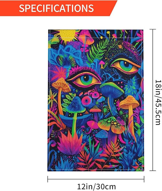 Mushroom Garden Flag Seasonal Double Sided 12 x 18 Inch Small Yard Flag for Indoor Outdoor Decor Holiday All Seasons