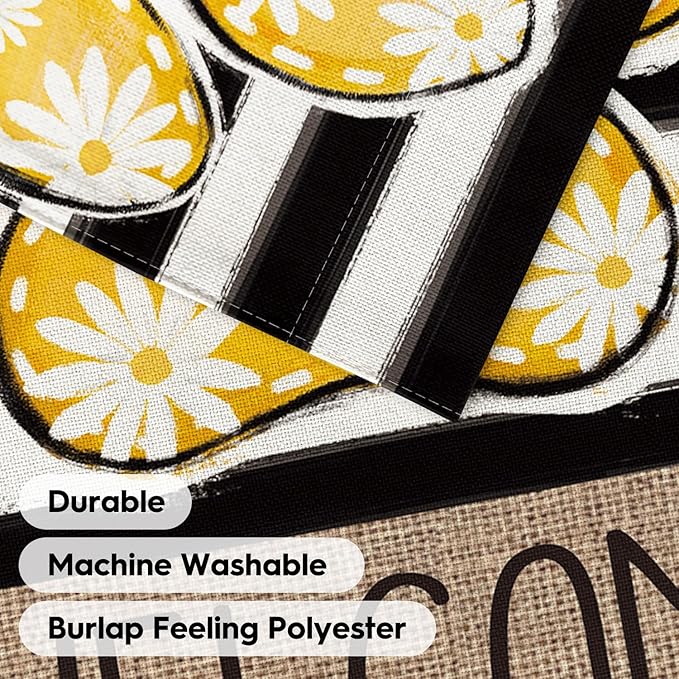 AVOIN colorlife Yellow Paw Print Spring Garden Flag 12x18 Inch Double Sided Outside, Daisy Floral Welcome Stripes Yard Outdoor Flag