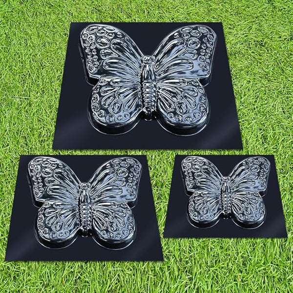 3 pcs Butterfly Stepping Stone Molds, Paving DIY Stepping Stone Mold - Casting Pathmaker Garden Pathmate Pavement Precast Concrete Molds and Forms Walkway