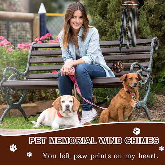 Dog Memorial Gifts for Loss of Dog, 32" Pet Memorial Vintage Wind Chimes with Embossed DogPaw Pendant, Pet Passing Away Sympathy Remembrance Gift