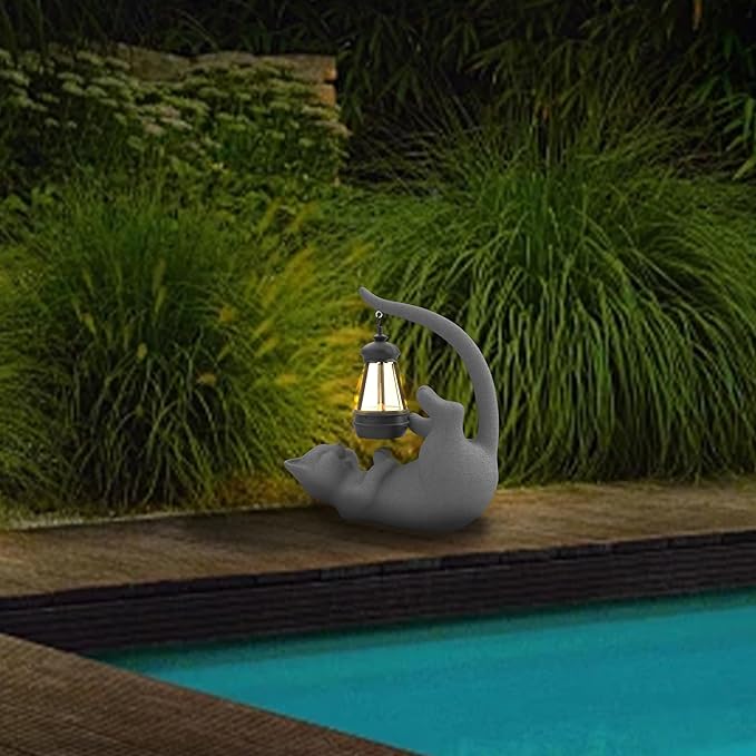 Elephant/Cat Sculpture Lantern Decor - Outdoor Lanterns&Indoor Statue Decorations for Garden,Yard,Porch,Home,Balcony - Gifts for Birthdays,Christmas,Children,Friends,Family,Mom,Women (DG - Lyin)