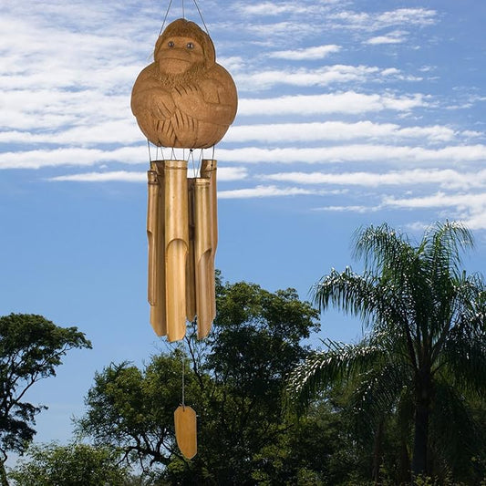 Woodstock Chimes Asli Arts Collection, Monkey Bamboo Chime, 32'' Bamboo Wind Chimes for Outdoor, Patio, Home or Garden Décor (CMO305)