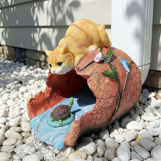 Funny Cat Garden Sculpture & Statue, Outdoor Decor Ornament, Gutter Diverter Rain, Downspout Extender, Eco-Friendly Resin, Splash Block, Perfect for 3"x4" Gutters, Unique Gift