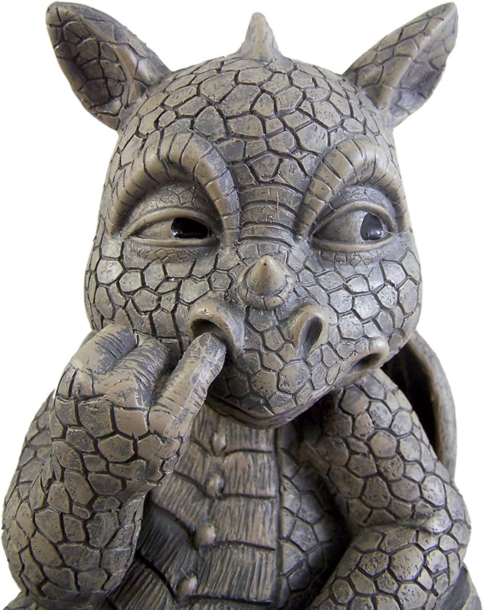 Nose Picker Dragon Garden Display Decorative Accent Sculpture Stone Finish 10 inch Tall