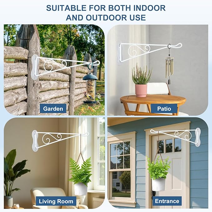 4 Pcs 10 Inch Swivel Hanging Planter Bracket Bird Feeder Hanger White Metal Plant Hanger for Wind Chimes Flower Baskets Lanterns Versatile Hangings Brackets Indoor Outdoor