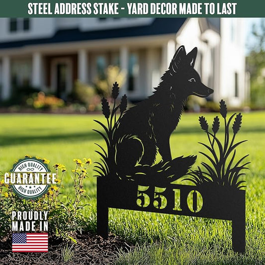 Whimsical Fox Metal Garden Stake Address Sign | Garden Decor | Animal Yard Art | Backyard Decor | Gift for Her | Nature Lover Gift | Address