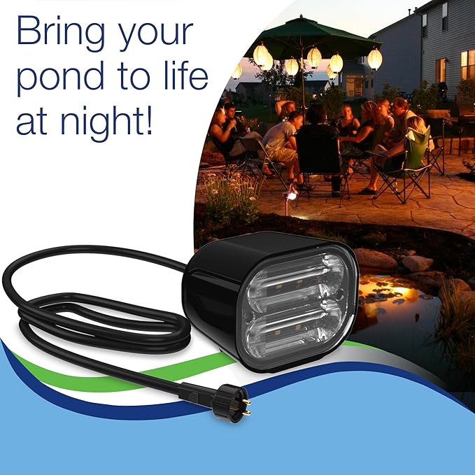 Aquascape 8-Watt Wide-Angle Submersible Warm White Underwater LED Light for Ponds & Water Features, 84077