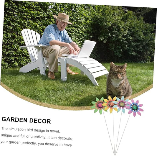 ULTECHNOVO 4pcs Metal Flower Garden Stakes Flower Decor for Lawn and Pathway Garden Insert Decor for Outdoor Patio Courtyard and Walkway