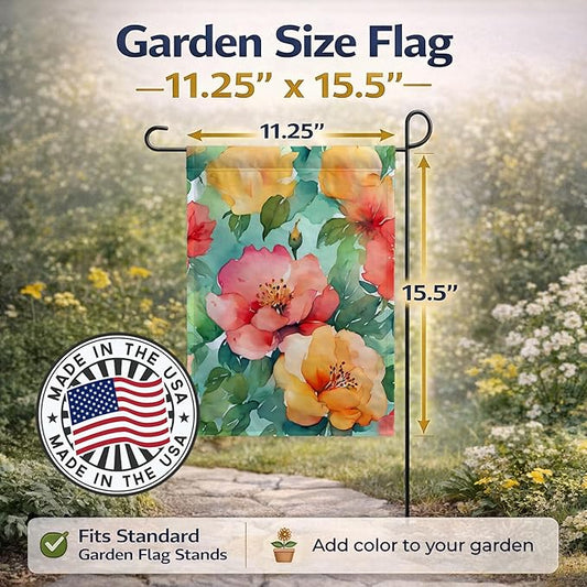 Caroline's Treasures Georgia Cherokee Rose in Watercolor Garden Flag Mailbox Flag Decorative Yard Flag Banner Outside Patio Artwork Yard Flower Beds, Garden Size, Multicolor