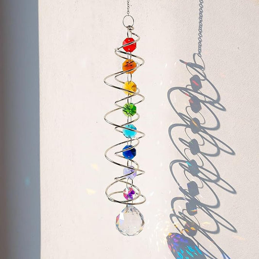 Garden Decor Crystal Suncatcher Wind Spinners Outdoor with Gazing Ball Sun Catchers Indoor Window Hanging Decor Yard Outdoor Home Ornaments Birthday for Women Men Rainbow Maker