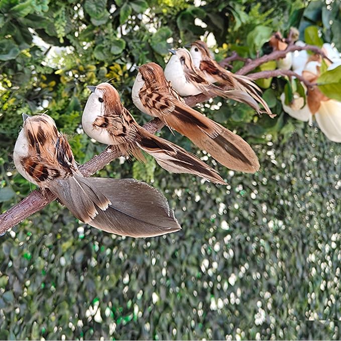 5pcs Artificial Birds Clip on Birds Christmas Tree Decorative Feather Artificial Sparrow for Yard Patio Ornaments Wreath Designs Garden Home Decor