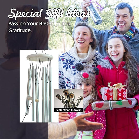 Wind Chimes Tree of Life for Loss of Loved One,33" Memorial Windchimes for Clearance,Sympathy Gift,Housewarming Gift,Listen to The Wind Chimes for Garden,Patio Decoration(Silver)