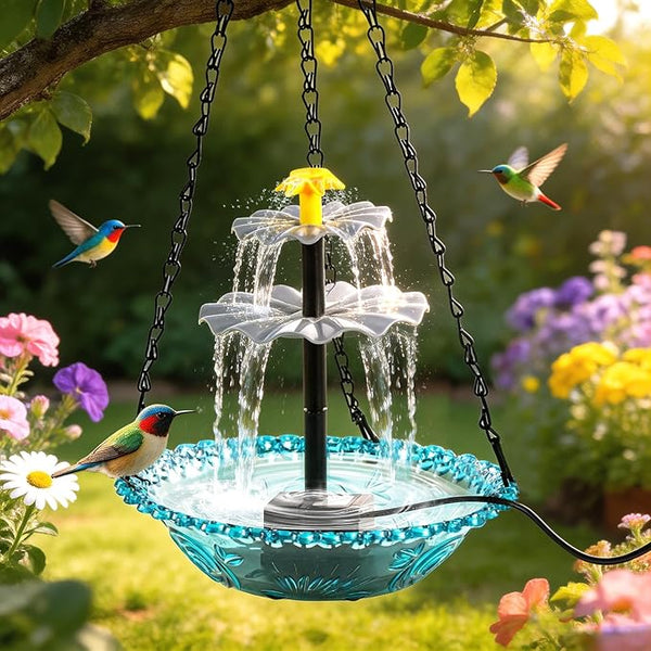 DDcafor Solar Water Fountain Pumps Hanging Bird Bath Fountain Solar Powered Cascading Bird Bath Water Fountain 3 Tier Bird Bath Solar Pump for Fountain
