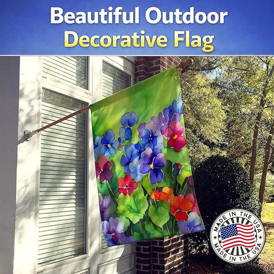 Caroline's Treasures Illinois Violet in Watercolor House Flag Large Porch Sleeve Pole Decorative Outside Yard Banner Artwork Wall Hanging, Polyester, House Size, Multicolor