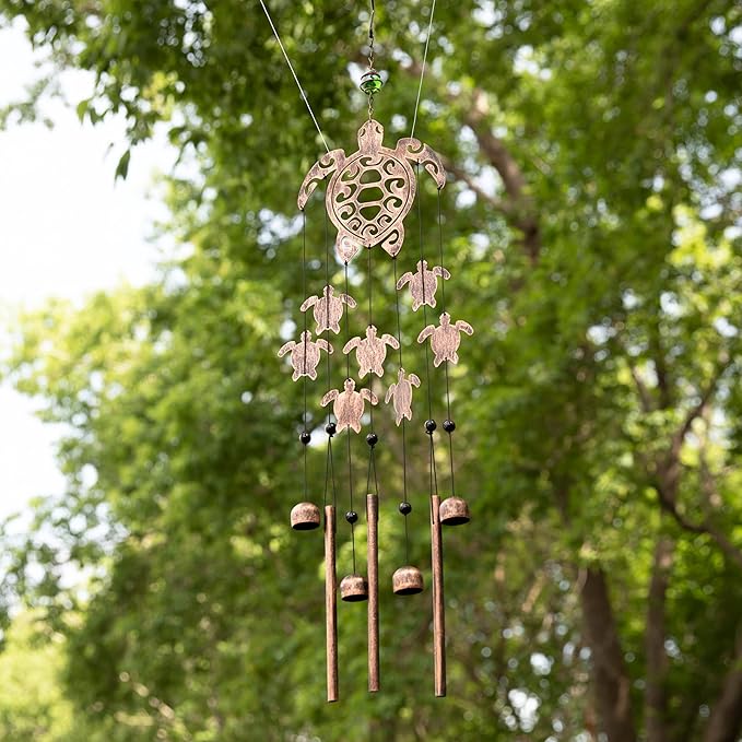 VP Home Tribal Turtles Outdoor Garden Decor Wind Chime (Rustic Copper)