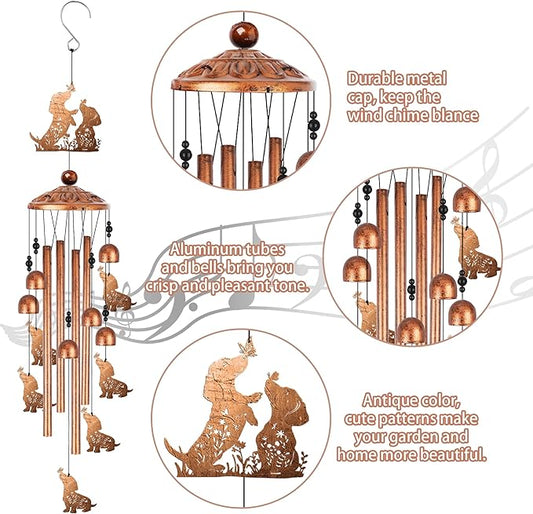 Dachshund Wind Chimes for Outside, Dachshund Gifts for Women Metal Windchimes Outdoors, Wiener Dog Floral Butterfly Design Home Garden Patio Yard Decor