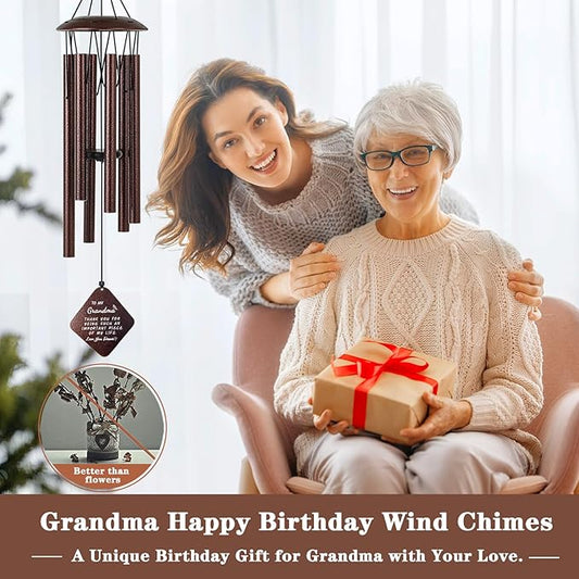 Grandma Birthday Gifts, Unique Birthday Gifts for Grandma Grandmother from Grandkid, 32" Bronze Wind Chimes