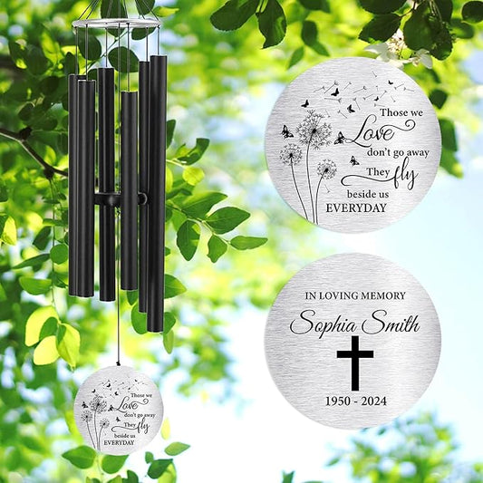 ASTARIN Personalized 30" Bereavement Wind Chimes for Outside, Memorial Gift in Remembrance of a Loved One, Sympathy Gift for Loss of Mother Father Husband, Garden Patio Decor