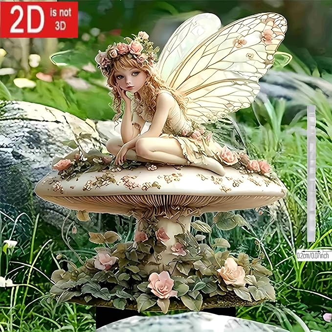 2D Flower Fairy Acrylic Garden Stake Decorative Yard Lawn Planter Outdoor Ornament (#15 Style)
