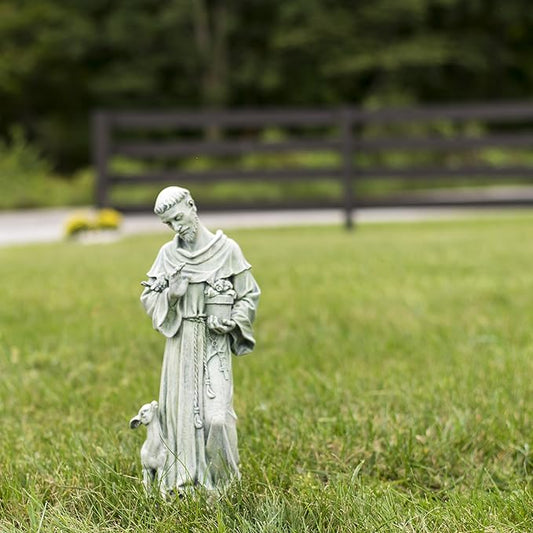 Joseph's Studio by Roman,18" H St. Francis with Fawn Garden Statue, Religious Outdoor Decor, Angel, Patron Saint