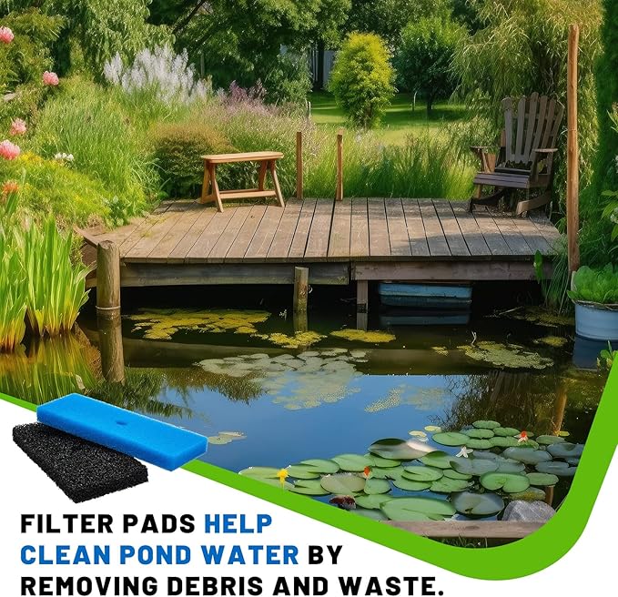 Retisee 2 Sets Replacement Pond Filter Pads for Outdoor Ponds Coarse and Fine Filter Pads Set Compatible with 52231 and 52229 Box for Fish Pond Filters Pump/Motor Water Aquarium Fountain