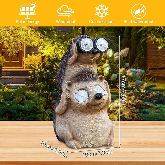 Banax Hedgehog Solar Garden Ornaments, Waterproof LED Garden, Resin Fairytale Art Ornament Outdoor Solar Statues, Hedgehog Statue Gift for Family, Friends & Colleagues Yard Lawn