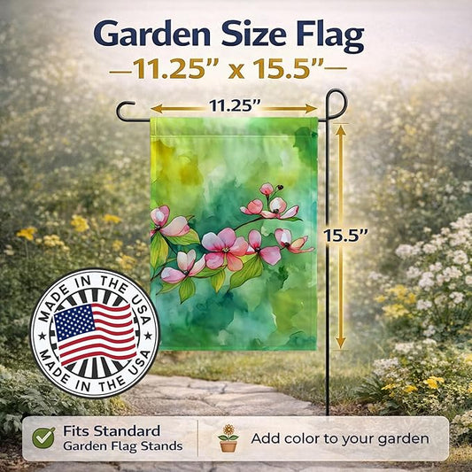 Caroline's Treasures Virginia American Dogwood in Watercolor Garden Flag Mailbox Flag Decorative Yard Flag Banner Outside Patio Artwork Yard Flower Beds, Garden Size, Multicolor