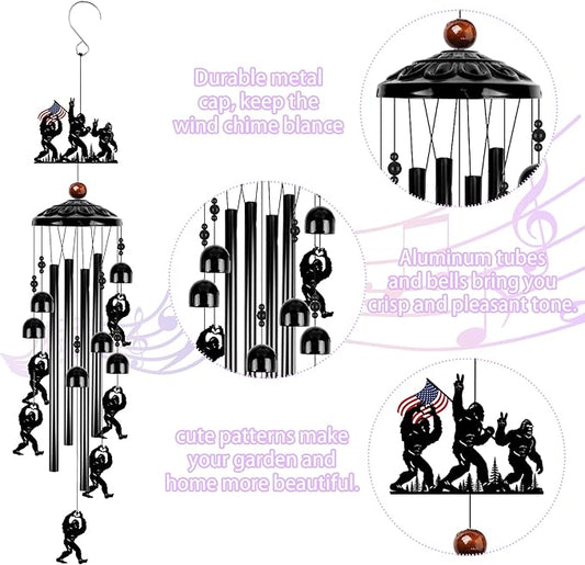 Sasquatch Wind Chime for Outside: Big Foot Gifts for Men Women, Adventure Theme Outdoor Metal Wind Chime, Home Garden Patio Yard Decor