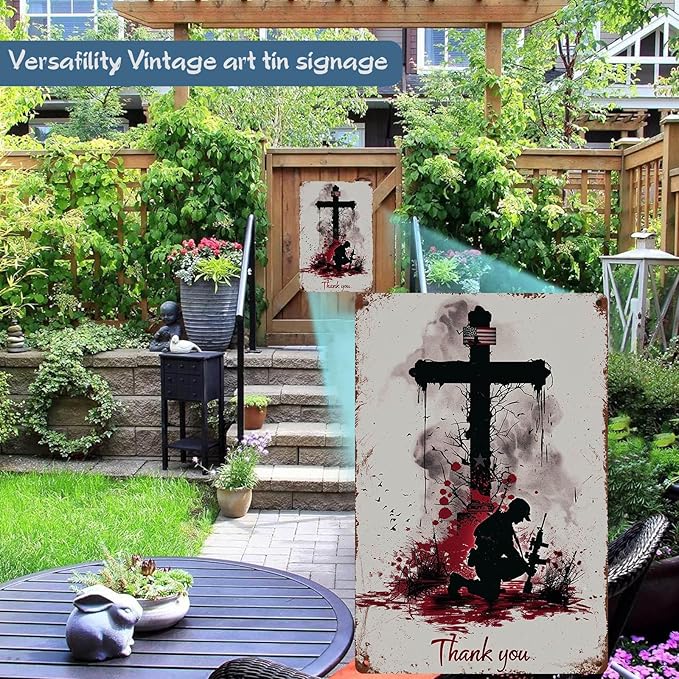 Memorial Day American Veteran Soldier Metal Sign Always Remember Our Heroes Patriotic American Sign Military Soldiers Outdoor Tin Sign 8x12 inch