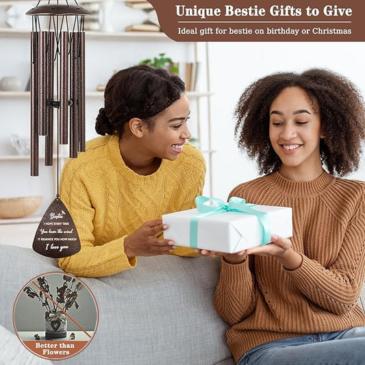 Best Friend Birthday Gifts for Women, Friendship Gifts for Women, 32" Bronze Wind Chimes Gift for Bestie Bestfriend BFF