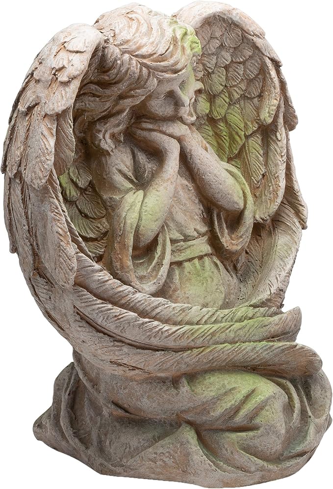 Alpine Corporation 19" Tall Old World Guardian Angel Outdoor Garden Statue