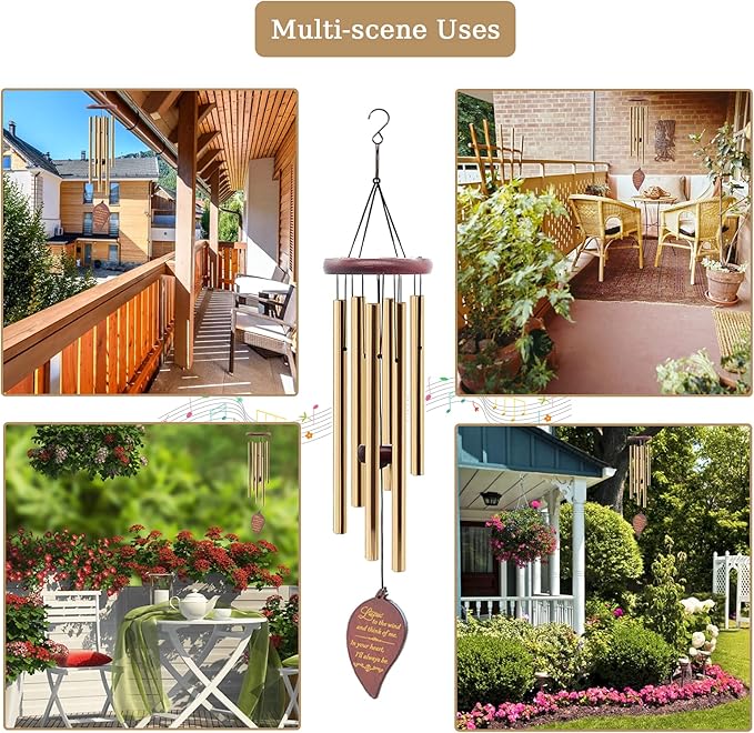 Soopau Wind Chimes for Outside, 30" Wooden Sympathy Wind Chimes Memorial Wind Chime for Loss of Loved One Mother Father, Sympathy Gift Home Decor Outdoor Garden Patio