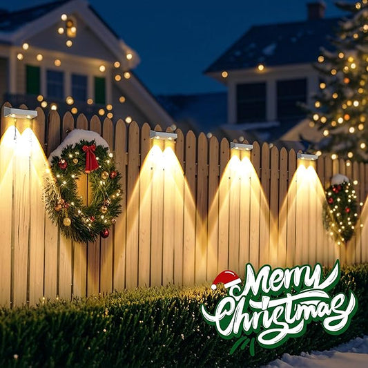 Brizled White Solar Fence Lights Outdoor, 11 Modes & 9 Colors Color Changing Solar Wall Lights, 100 Lumens IP65 Waterproof Outdoor Deck Lighting for Railing Wall Fence Poolside, 8 Pack