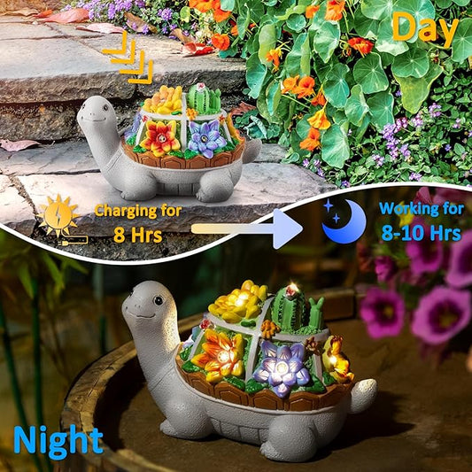 LESES Turtle Garden Decor for Outside Solar Statue Outdoor Clearance, Cute Turtle Solar Statues with LED Lights Lawn Ornaments Decorations for Patio Yard Birthday Gifts