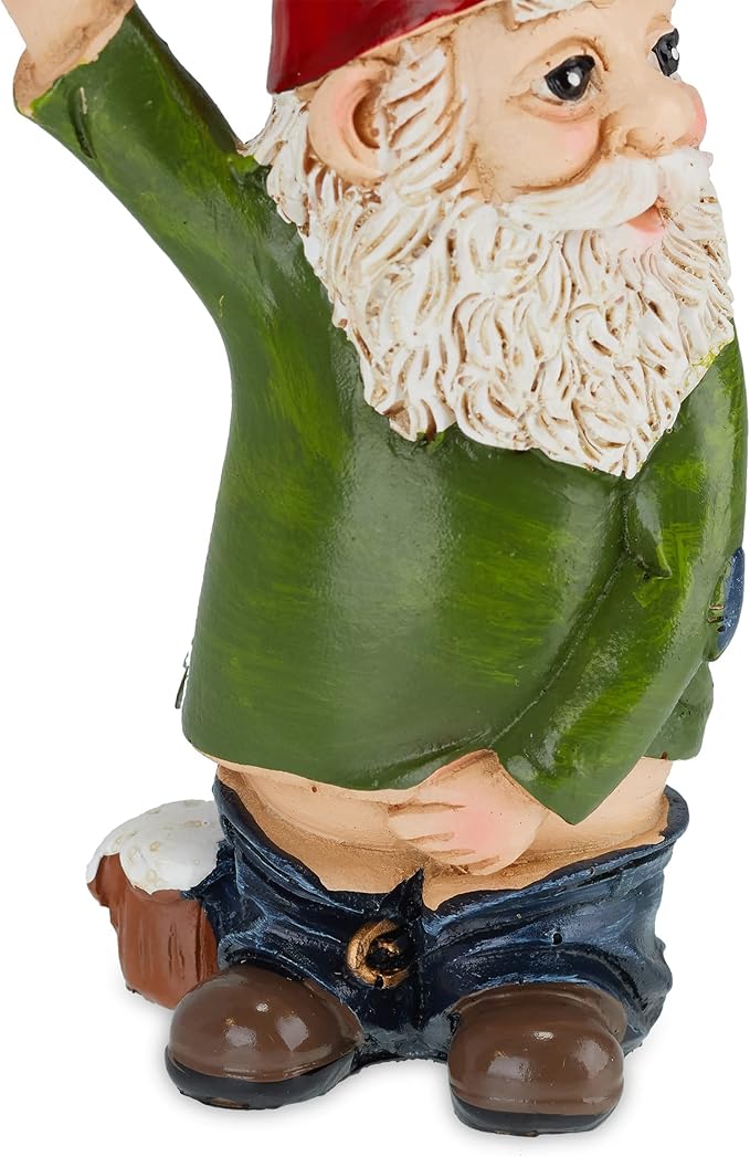 Relaxdays Peeing Gnome, Rude Figurine, Weatherproof, Frost Resistant, Garden Statue, Polyresin, Multicoloured, Synthetic Resin, 10 x 5 x 4 cm