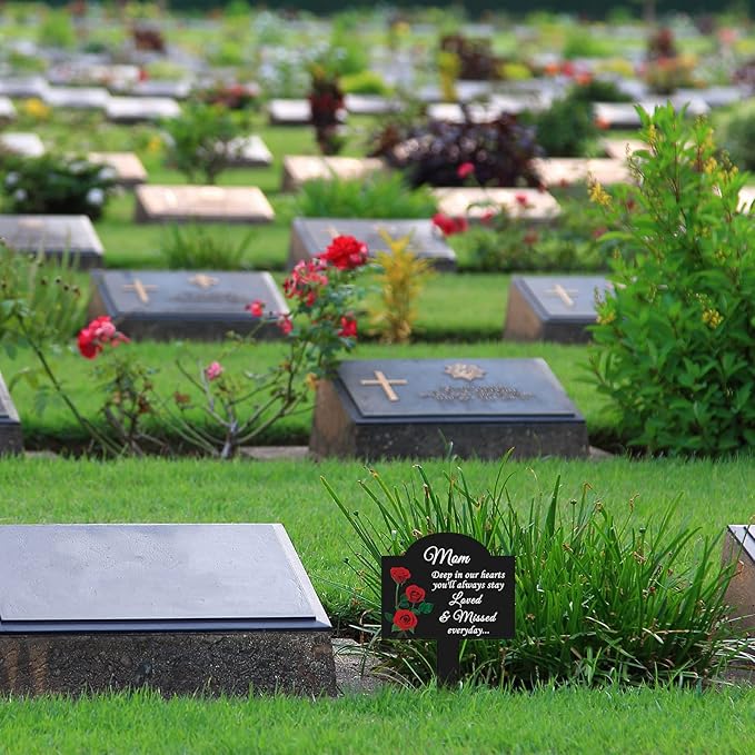 Roowest Cemetery Grave Decorations Acrylic Memorial Stakes Grave Stake Markers Sympathy Garden Plaque Waterproof Remembrance Sympathy Gift for Cemetery Graveside Outdoors Yard(Mother)