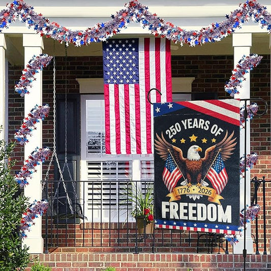 250 Anniversary USA Garden Flags, 250 Year American Anniversary Yard Flags 12x18 Inch Double Sided, Patriotic with Eagle Design Flag 250th Anniversary Decorations for Porch Patio Lawn Garden Decor