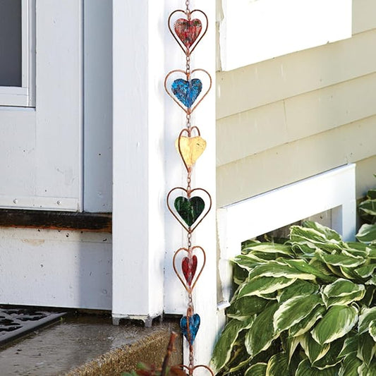 Ancient Graffiti Multicolor Heart Rain Chain, 4" x 96" x 4"