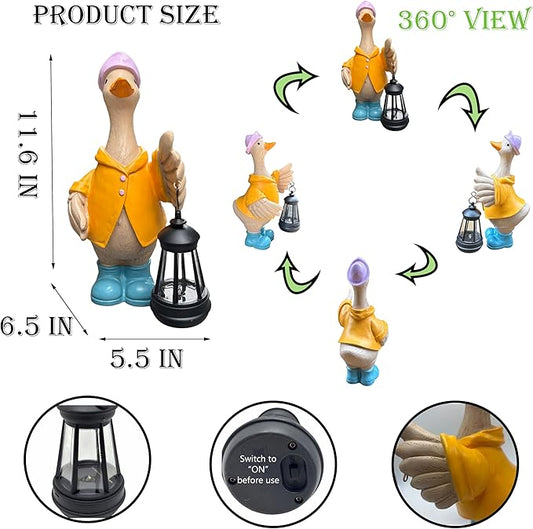 IVCOOLE Solar-Powered Goose Statue – Outdoor & Garden Resin Goose Decor for Porch, Patio, Lawn, Yard with Solar Lantern – Ideal Gift for Moms, Grandmas, Gardening Lovers & Housewarming Celebrations