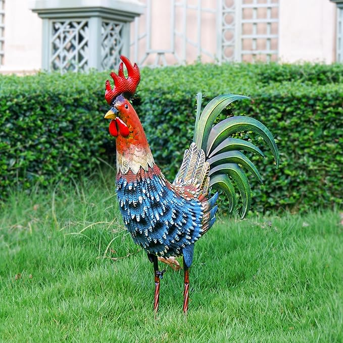 Chicken Decor Garden Sculptures & Statues Rooster Decor Extra Large Outdoor Sculptures Metal Yard Decor Ornaments Outdoor Sculpture