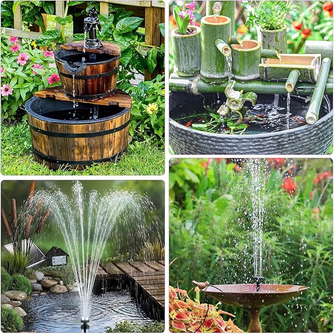 VAKOWON Solar Powered Bird Bath Fountain, Outdoor Water Feature