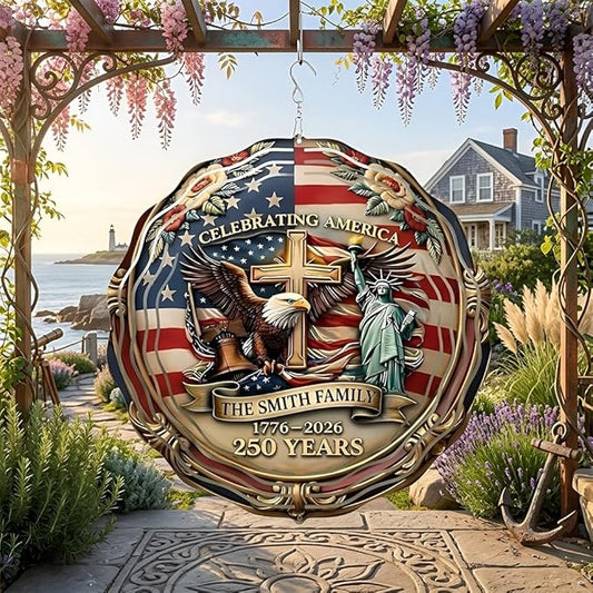 Patriotic Eagle USA 250th Anniversary Wind Spinner, 1776-2026 Metal Outdoor Decor, Liberty Bell & Betsy Ross Design, Independence Day Gift, 8-inch Spinner 1