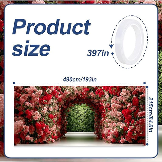 16x7ft Flower Tunnel Arch Garage Door Banner - Colorful Blossom Pathway Backdrop, Large Hanging 2 cars Garage Decorations - for Spring Garden Party & Wedding Valentines Welcome Background Sign, Outdoor Decor