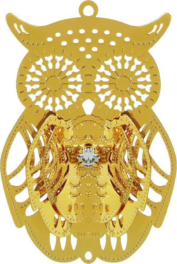 10pcs Gold Owl Metal Suncatcher Parts Hanging Window Pendant DIY Ornament Hand-Crafts Gifts