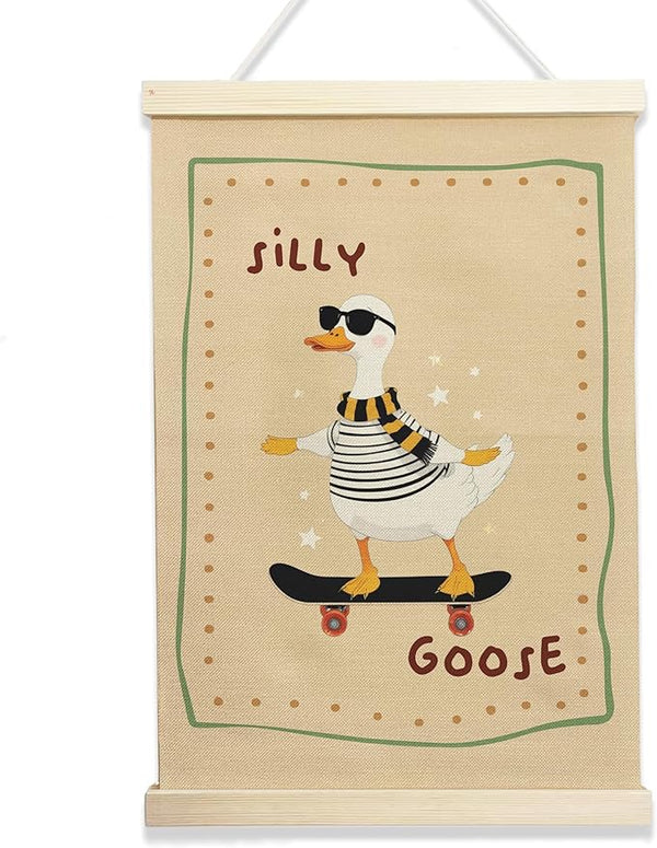 NQDWX Trendy Silly Goose Hanging Flag - Whimsical Animal Wall Decor for Kids Room, 12x17 Inch Playful Nursery Banner, Unique Gift for Teens & Goose Lovers. (147)